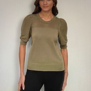 Olive Green DKNY Puff Sleeve Sweater medium